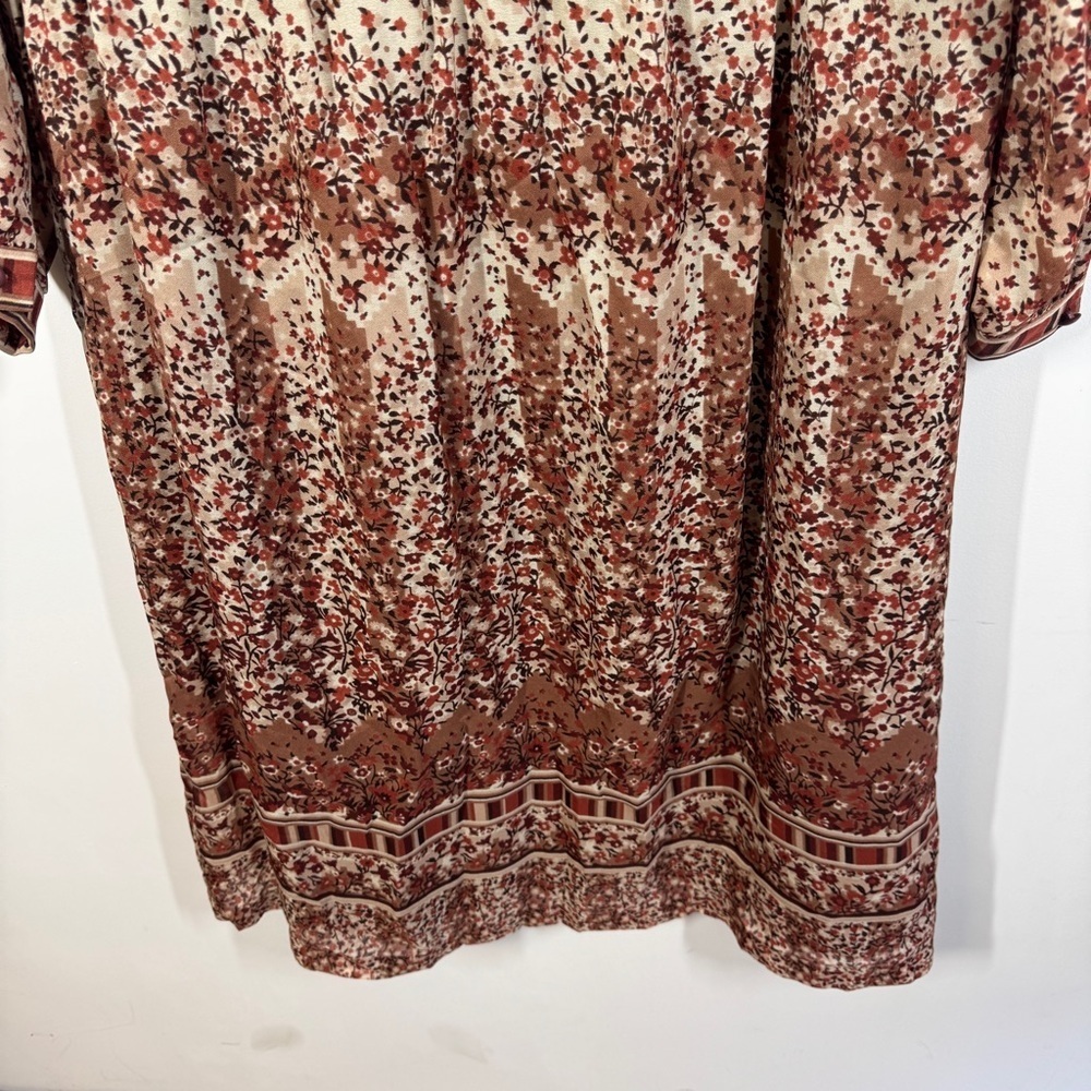 Vintage Louis Féraud Paris Boho Fall Floral Midi Chic Sheer Dress Size 38 - Picture 10 of 12